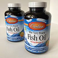 Carlson The very finest fish oil, риб ячий жир, норвезька формула, апельсиновий смак, 700 мг, 120 капсул