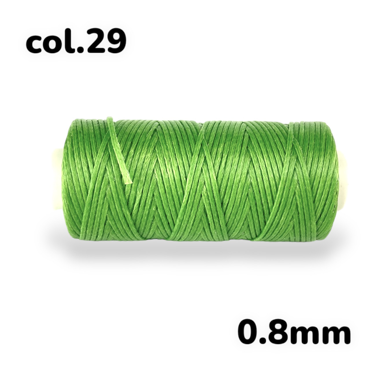 Нитка плоска вощена для ручного шиття по шкірі 0,8мм 50м колір темно-салатовий №29, фото 1