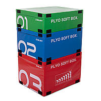 Бокс плиометрический мягкий набор Zelart PLYO BOXES FI-3634 3шт 90х75х30/45/60см зеленый, синий, красный hd