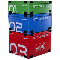 Бокс плиометрический мягкий набор Zelart PLYO BOXES FI-3635 3шт 90х75х30/45/60см зеленый, синий, красный hd