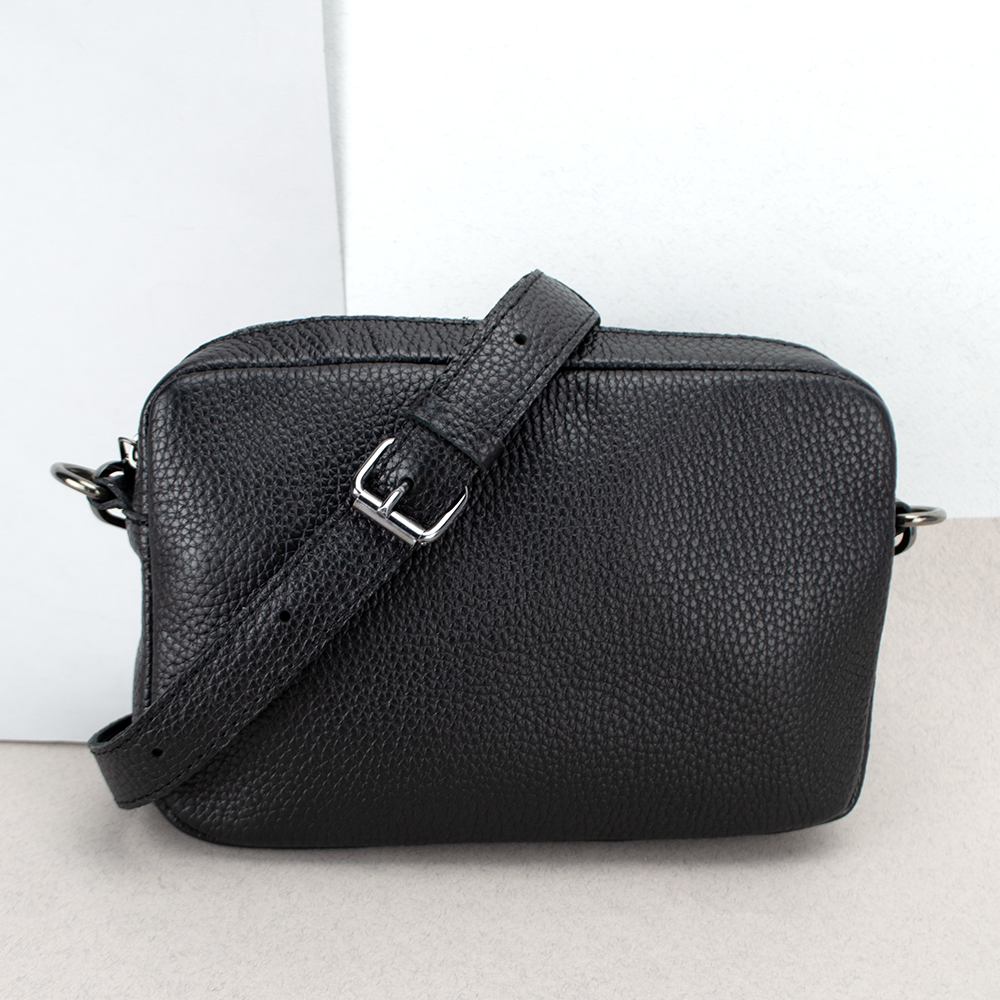 Сумка жіноча шкіряна кросбоді Handycover S409 чорна через плече маленька, фото 1