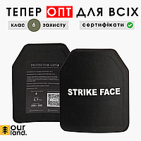 Комплект керамических бронеплит 6 класса защиты Strike Face . Вес 2,8 кг. Размер 25 на 30 см. Сертифицировано!