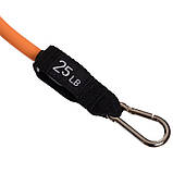 Еспандер трубчастий для фітнесу з карабіном DOUBLE CUBE DT-1002C-25LB навантаження 11кг, фото 4