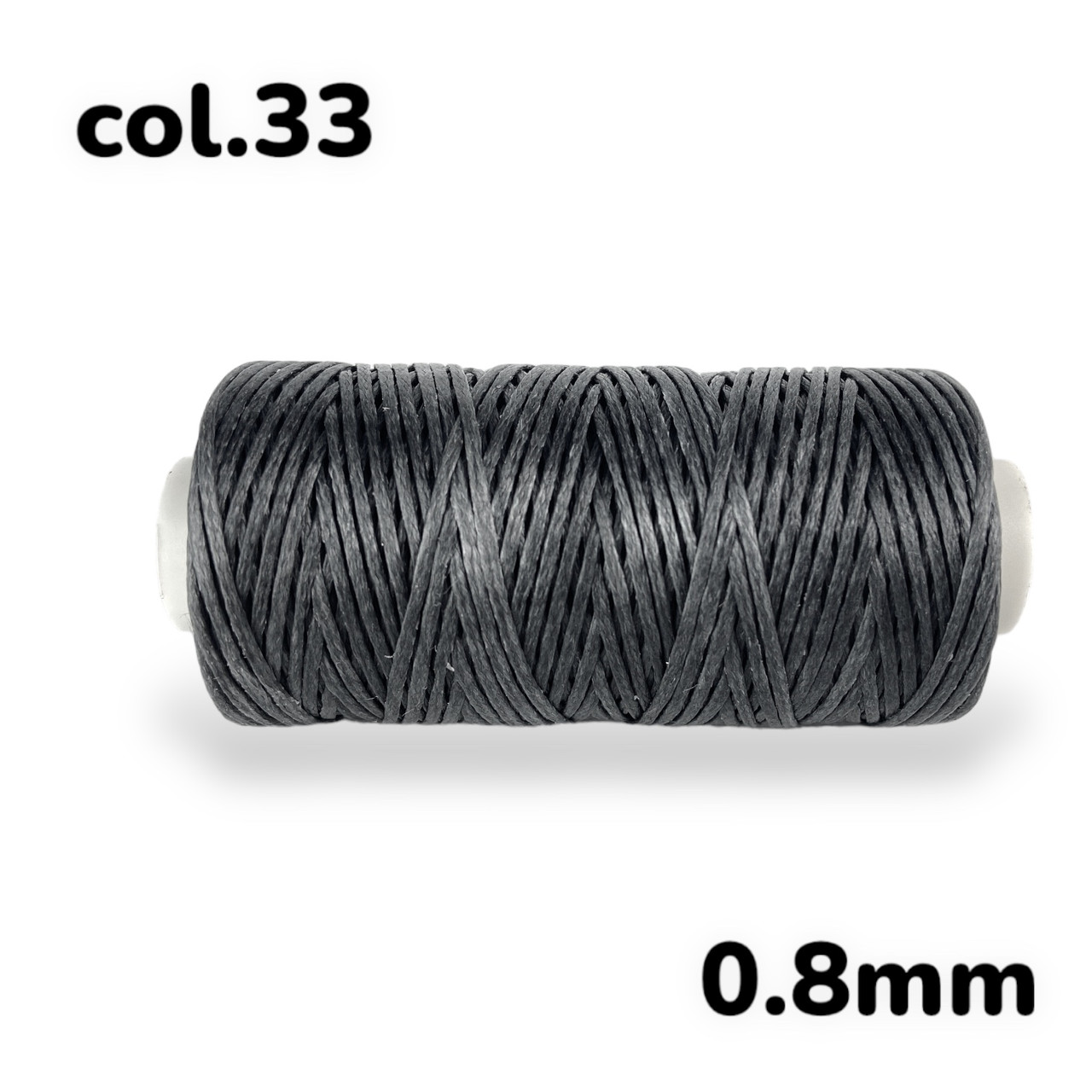Нитка плоска вощена для ручного шиття по шкірі 0,8мм 50м колір темно-сірий №33, фото 1