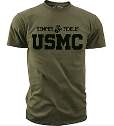 Футболка чоловіча морська пехота США — Men's Marine Corps Shirt колір оливи США розм -S