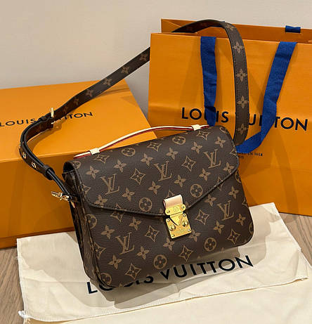 Жіноча коричнева шкіряна сумка Louis Vuitton Monogram Pochette Metis Луї Вітон Луї Віттон Метис, фото 1