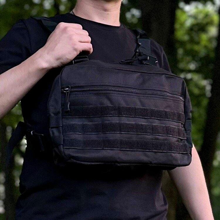 Тактична сумка нагрудна бронежилет X-TACTICAL 50451 чорна