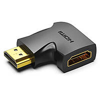 Адаптер переходник угловой HDMI-HDMI Vention Vertical Flat Adapter (270°, 4K@60, HDMI 2.0). Black