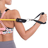 Еспандер трубчастий для фітнесу з карабіном DOUBLE CUBE DT-1002C-35LB навантаження 16кг, фото 7
