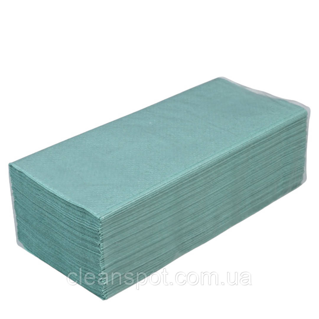 Бумажные полотенца листовые зеленые одношаровые CleanSpot 160л/уп - фото 1 - id-p48679618