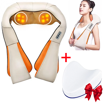 Роликовий масажер для спини Massager of Neck + Подарунок Подушка ортопедична для ніг Contour Leg Pillow
