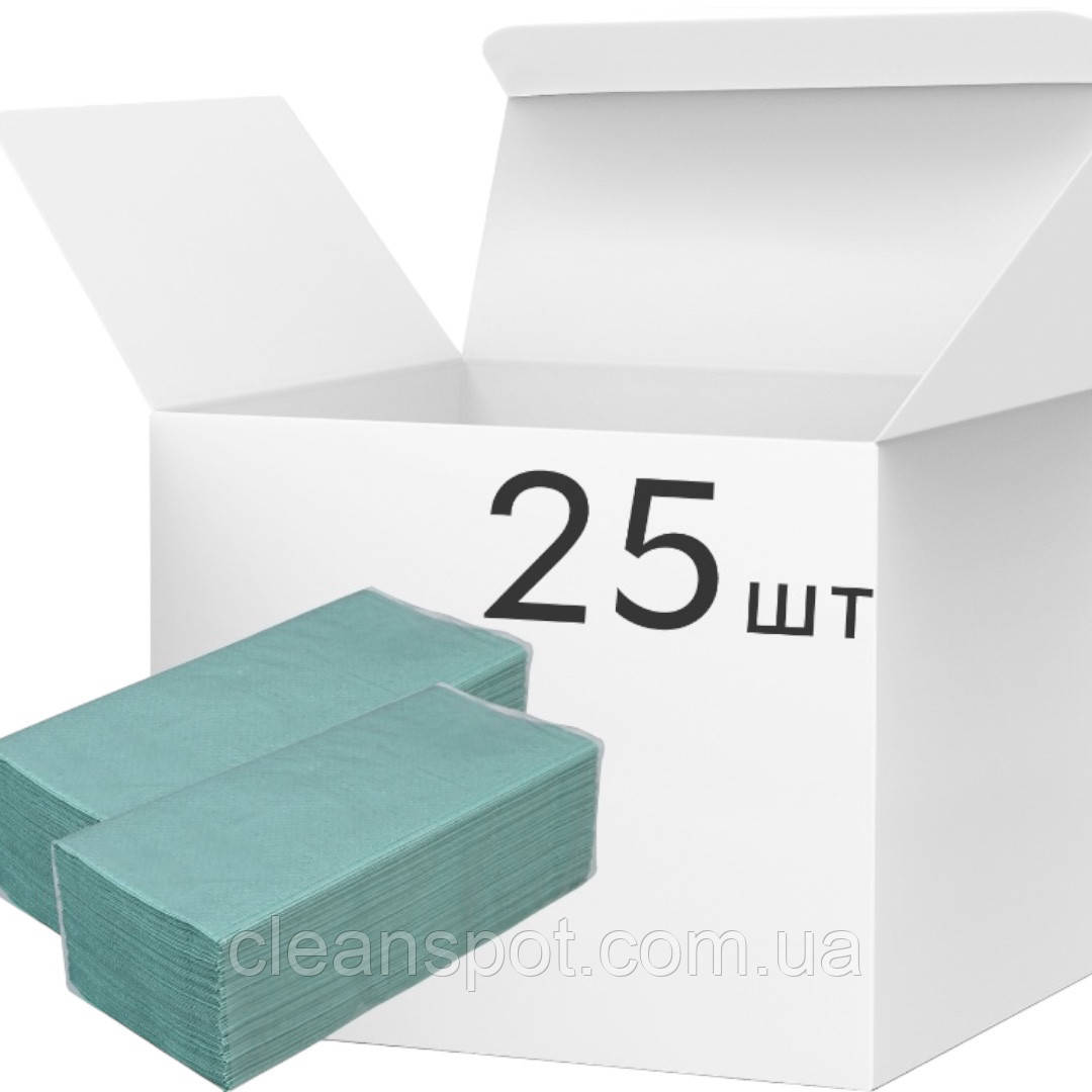 Бумажные полотенца листовые зеленые одношаровые CleanSpot 160л/уп 25 упаковок ЯЩИК - фото 2 - id-p2140774725