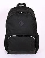 Молодежный городской рюкзак черного цвета из прочной ткани 00742