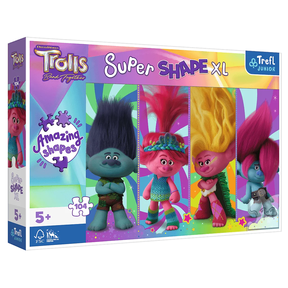 Пазл XL Супер форми "Ігри тролів. Тролі", 104 елементів Trefl (5900511500370), фото 1