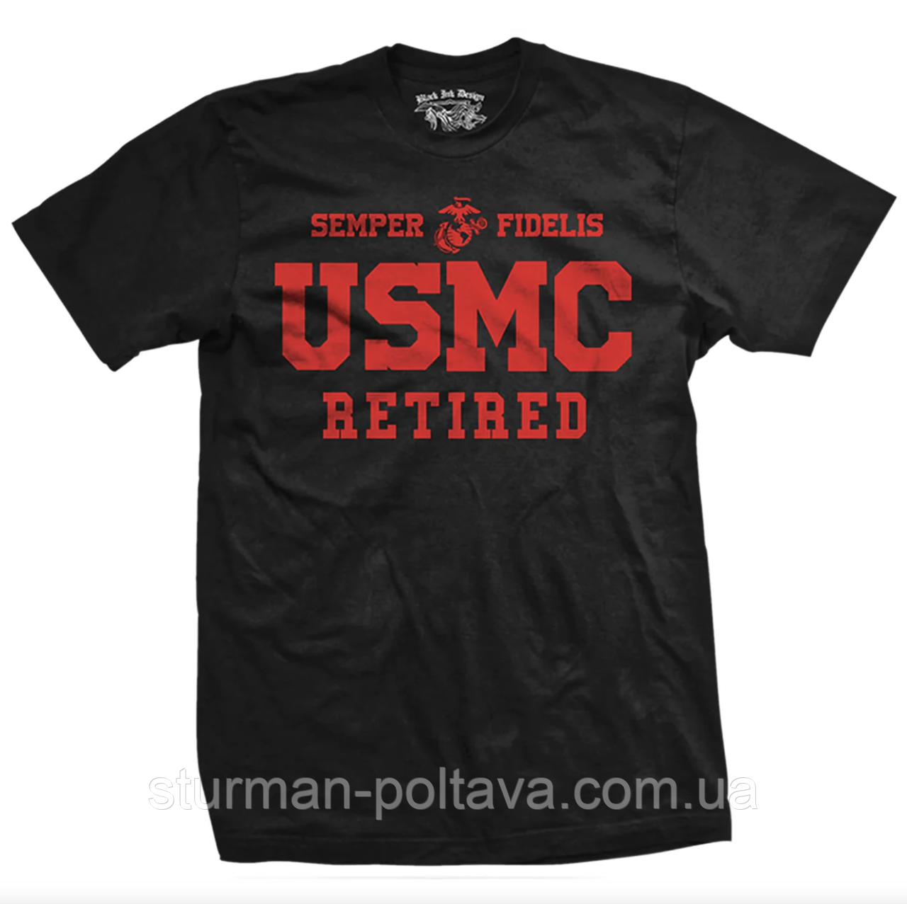 Футболка чоловіча корпус морської піхоти US USMC Retired Black Ink Design США