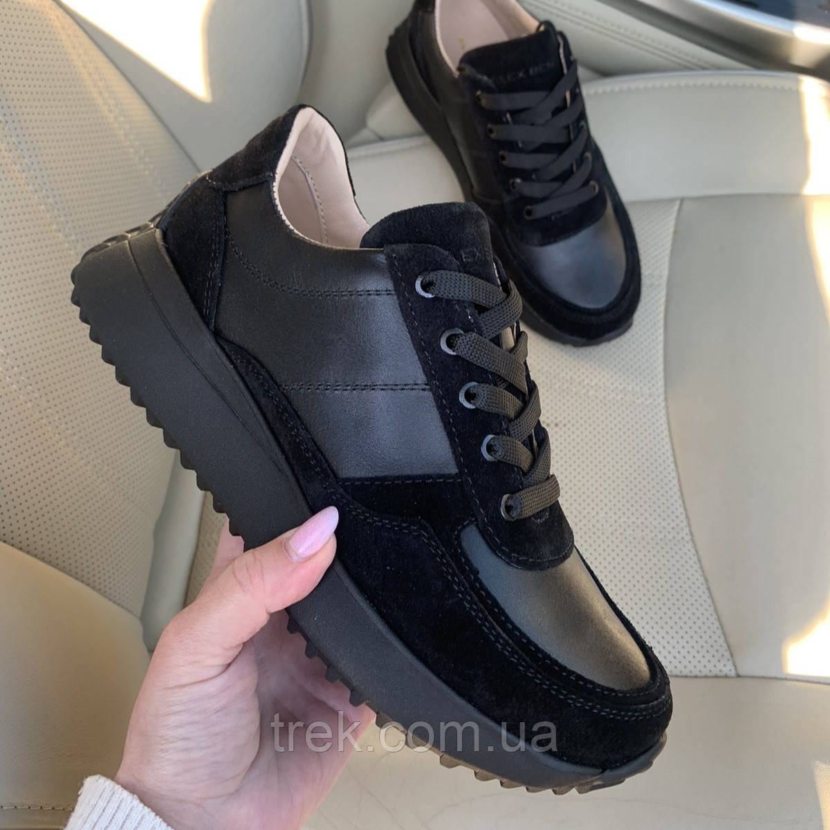 Кросівки жіночі шкіряні чорні /23512/ 38р, фото 1