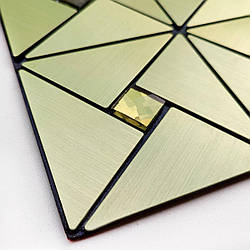Алюмінієва плитка на стіну Зелене золото зі стразами 300х300х3мм 3Д-панелі металевий декор самоклейка