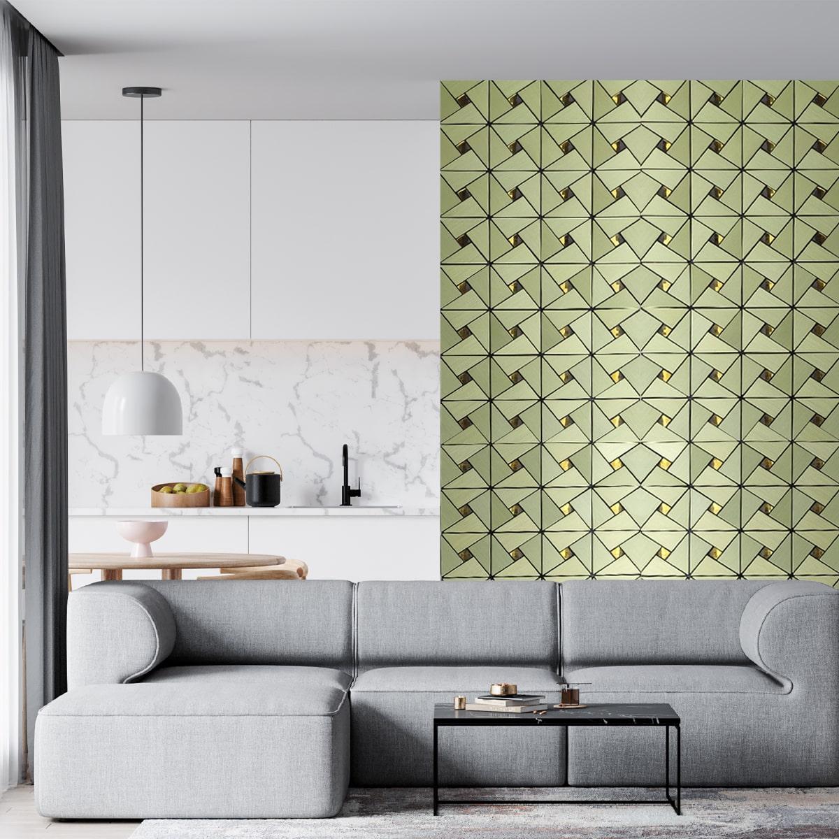 Алюминиевая плитка на стену Зеленое золото со стразами 300х300х3мм 3Д-панели металлический декор самоклейка - фото 7 - id-p2140794017