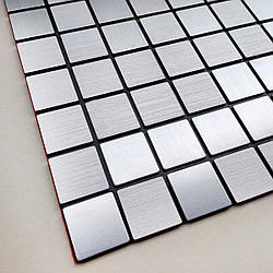 3Д-плитка алюмінієва самоклейка Срібна мозаїка 300х300х3мм панелі стінові метал квадрат для стін