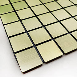 Самоклеючі алюмінієві панелі Зелені квадрати мозаїка 300х300х3мм плитка метал геометрія для стін