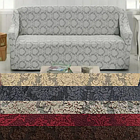 Турецькі чохли на диван жакардові тримісний без спідниці, чохол для дивана на резинці універсальний Сірий