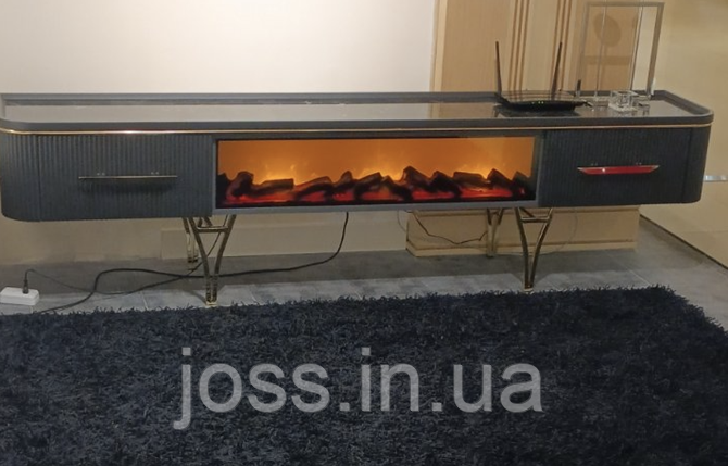 Камін + ТВ тумба модерн 220х42х57см JOSS Артік, фото 3