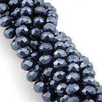 Намистини Swarovski огранювання рондель, розмір 6х4,8мм, 40см (+-85шт.), колір Синій темний металік