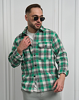 Мужская рубашка в клетку Зеленый S, рубашка с длинным рукавом, стильная рубашка SHOP