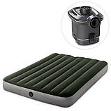 Надувний матрац велюр з насосом (137-191-25см) Intex 64778 Зелений, фото 2