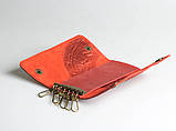 Шкіряна ключниця , орнамент "етно", 6 карабінів, фото 2