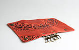 Шкіряна ключниця , орнамент "етно", 6 карабінів, фото 3