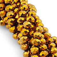 Бусины Swarovski огранка рондель, размер 6х4,8мм, 40см (+-85шт.), цвет Золотистый металлик