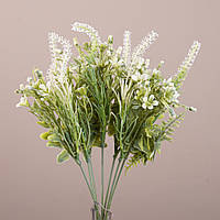 Декоративна штучна лаваноподібна трава біла в букеті