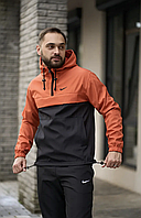 Оранжевый анорак Nike мужской из плащевки весна осень , Легкая спортивная ветровка анорак Найк оранжевая niki
