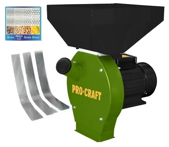 Дробилка для зерна бытовая PROCRAFT PCM3000 240 кг/ч, корморезка, кормоизмельчитель, зернодробилка молотковая - фото 9 - id-p2140789589