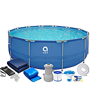 Великий садовий басейн Avenli з насосом на міцній рамі 305x76 см + Аксесуари 17in1!