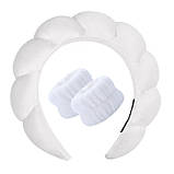 Набір для вмивання обруч + напульсники, білий, фото 2