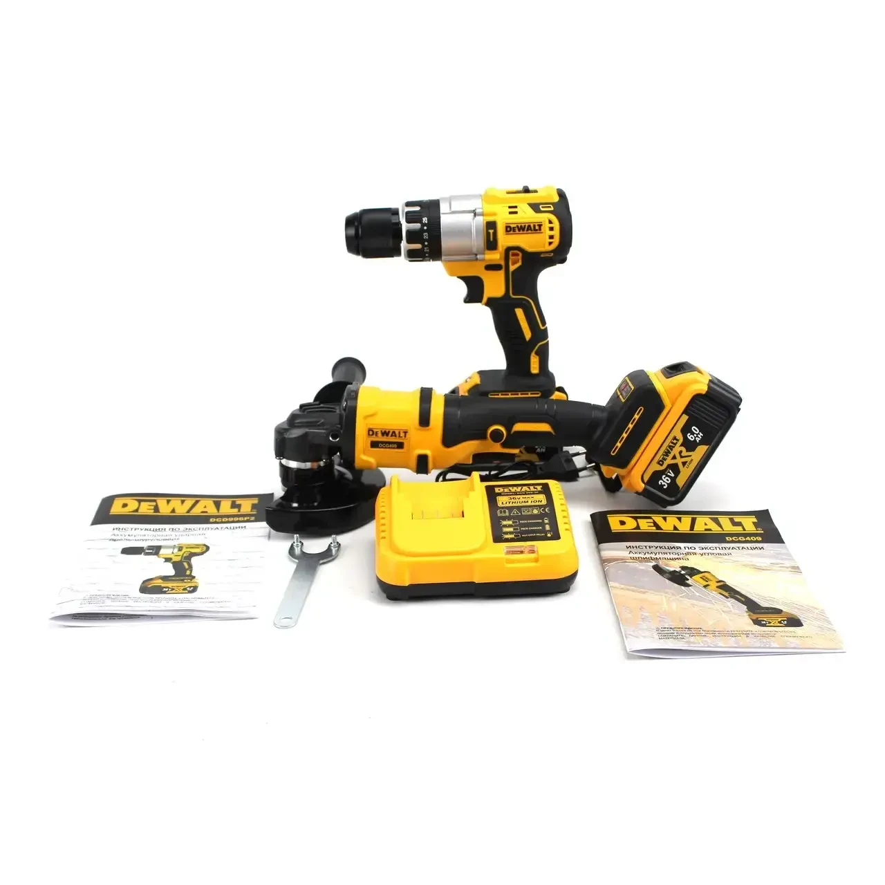 Электрический набор аккумуляторных инструментов 2в1 DeWalt 36V (Шуруповерт DCD996P2 + Болгарка DCG409) - фото 3 - id-p2140808562