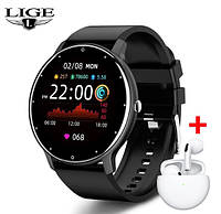 Смарт-часы для мужчин Smart Watch LIGE + наушники, Full Touch, Amoled, IP67, Android IOS