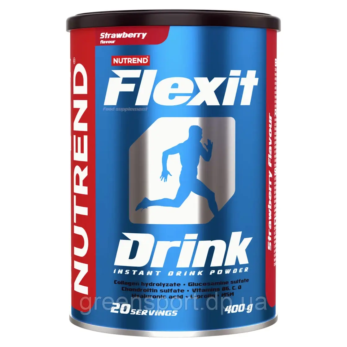 Nutrend Flexit Drink 400 г смак Полуниця, Біодобавки, Для суглобів і зв'язок, Колаген, Глюкозамін, Хондроїтин