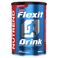 Nutrend Flexit Drink 400 г вкус Клубника, Биодобавки, Для суставов и связок, Коллаген, Глюкозамин, Хондроитин