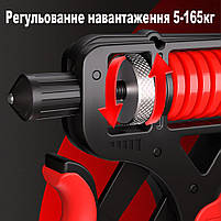 Еспандер кистьовий регульований червоний із чорним 5-165кг. Еспандери кистьові для рук з лічильником натискань 9999, фото 3