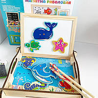 Дерев'яна іграшка Магнітна риболовля в коробі/ Магнітна дошка з цифрами/ Магнітна дошка єз цифрами