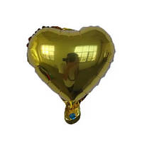 Куля фольгована серце золото, 10" (25 см), Китай