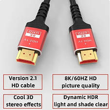 1м кабель HDMI 2.1 8K, 60 Гц, 4 К, 144 Гц, 3D ТВ, фото 5