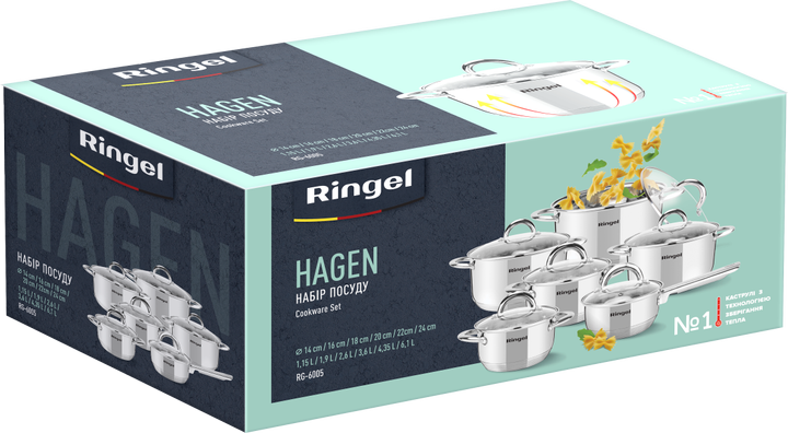 Набір посуду HAGEN RINGEL 12 предметів із сталі RG-6005