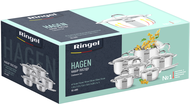 Набір посуду HAGEN RINGEL 12 предметів із сталі RG-6005, фото 2