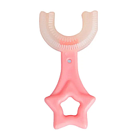 Зубна щітка, У-подібна 2-6 років / Прилад для чищення зубів / U - образна / Рожева/ 360 градусів
