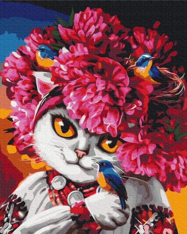 Акційна Картина за номерами BrushMe Квітуча киця ©Маріанна Пащук (BS53223) 40 х 50 см