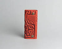 Шкіряна ключниця, орнамент "Плин часу", 6 карабінів